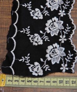 Alternative view of Δαντέλα βαμβακερή ασπρόμαυρη 12cm κωδ.19