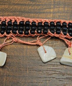 Τρέσα πλεκτή ρόζ με κοχύλια 4cm κωδ.221