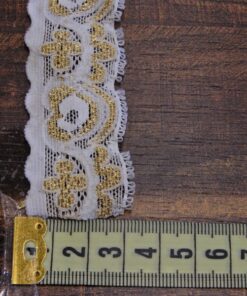 Alternative view of Δαντέλα ελαστική άσπρο με χρυσό 3cm κωδ.245