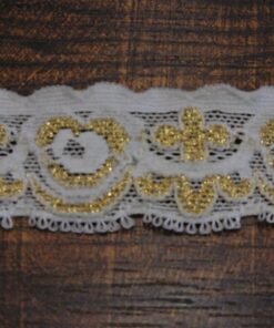 Δαντέλα ελαστική άσπρο με χρυσό 3cm κωδ.245