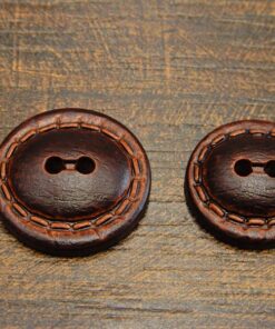 Κουμπί πλαστικό με εφέ δέρματος καφέ 6τμχ