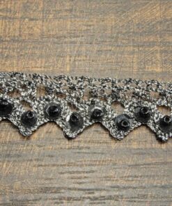 Τρέσα από ασημοκλωστή με χάντρες και παγιέτες 1,5cm κωδ.362